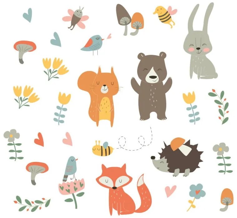 Set autocolante pentru perete Ambiance Funny Scandinavian Animals