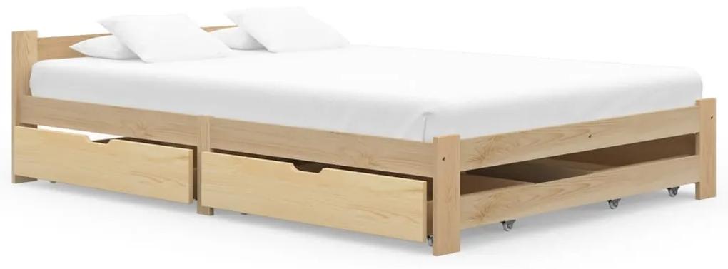 Cadru de pat cu 4 sertare, 180 x 200 cm, lemn masiv de pin Maro, 180 x 200 cm, 4 Sertare