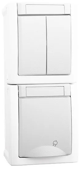 Comutator + Priza IP54 Pacific Panasonic, PT, alb