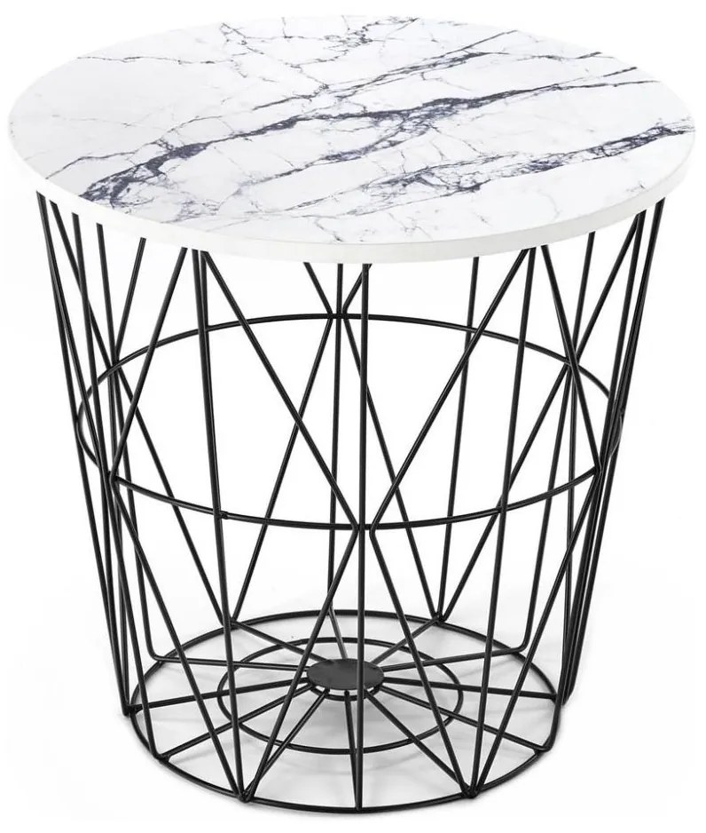Măsuță de cafea HARISSA 41x42 cm negru/alb decor marmorat