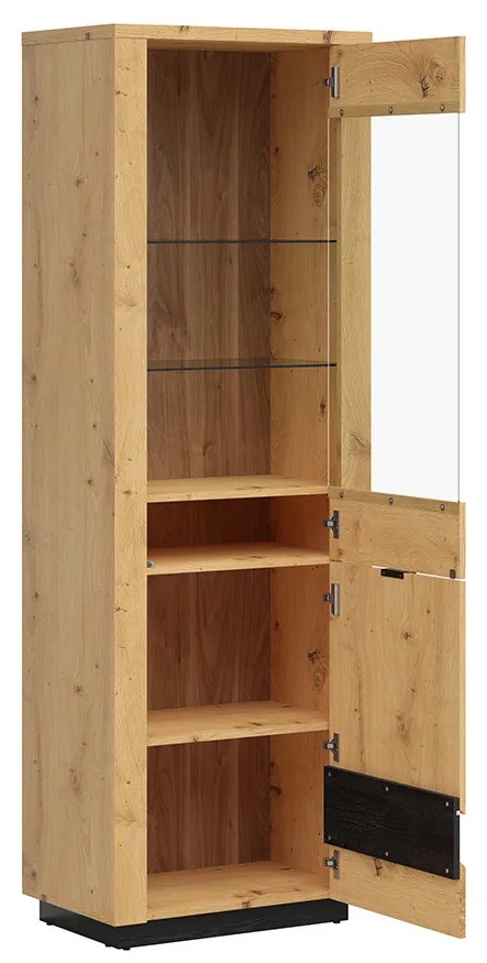 Vitrină Ostia REG1D1W/20/7 (stejar artisan + stejar negru). Promo -18%. 1025964