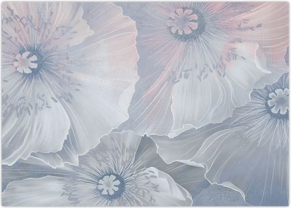 Tablou - Flori albastre pe perete (70x50 cm)