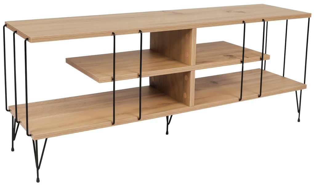 Comoda TV Eze, Crem - Alb - Maro - Gri, 120 x 45 x 30 cm