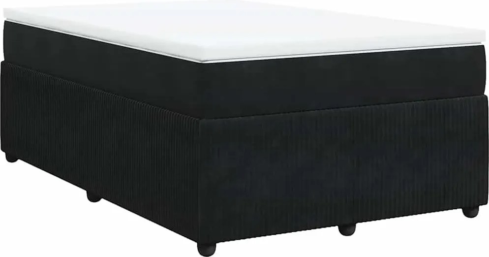 vidaXL Pat box spring cu saltea, negru, 120x200 cm, catifea