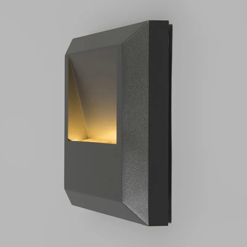 Lampa de perete moderna gri inchis patrata incl. LED - Gem