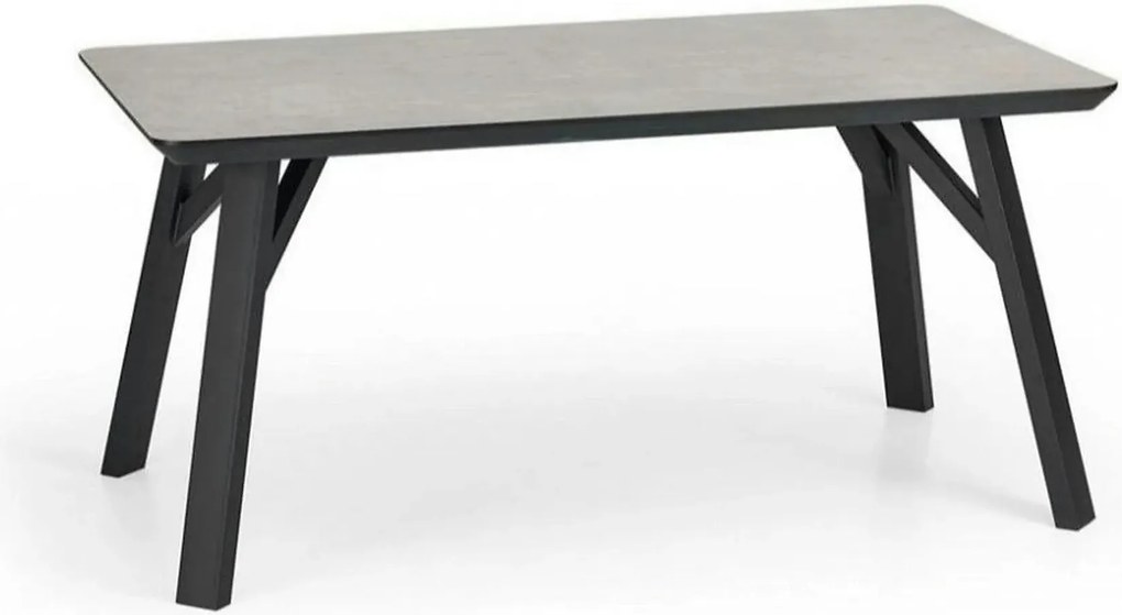 Masa HALIFAX, gri beton/negru, 160x90x76 cm