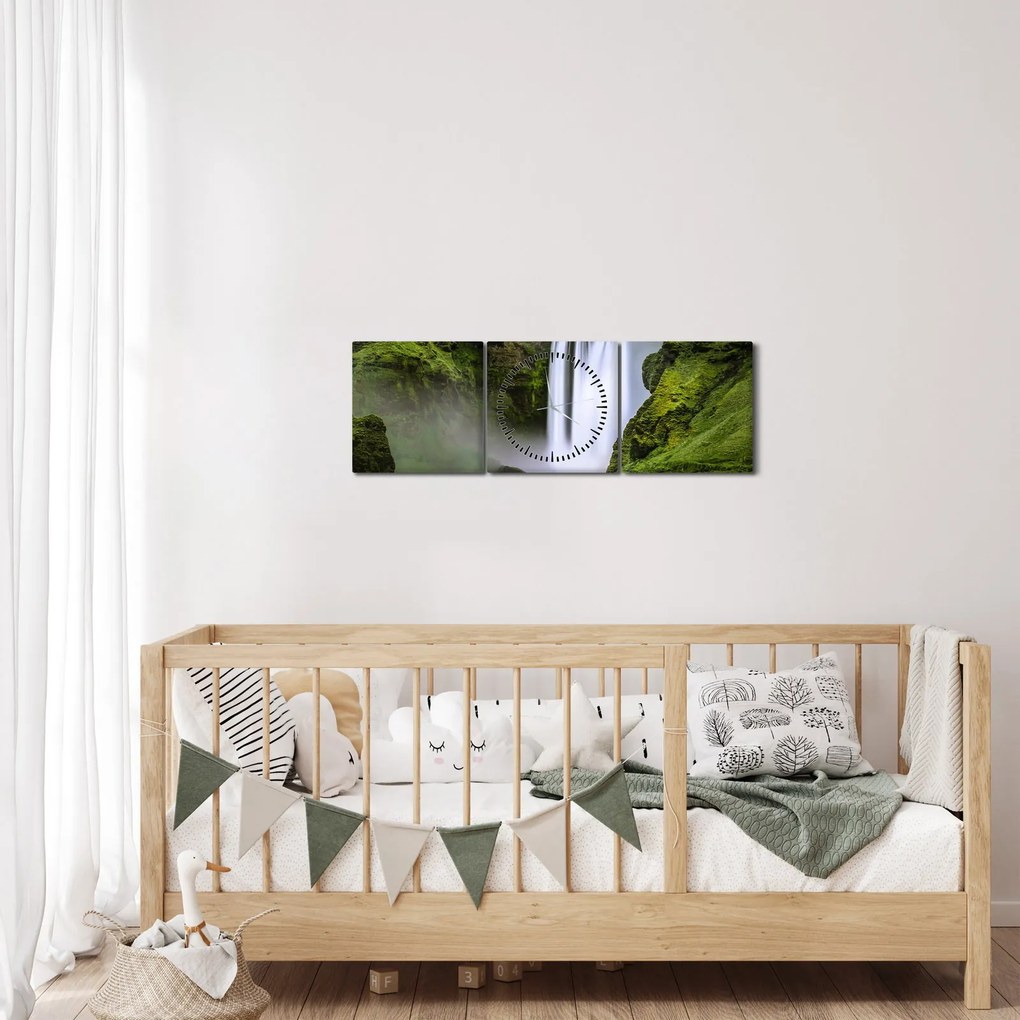Tablou cu cascade (cu ceas) (90x30 cm)