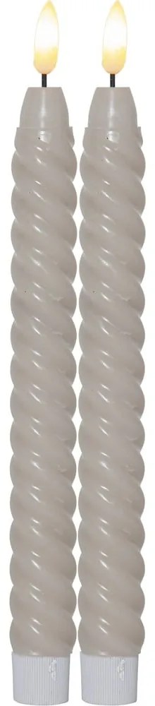 Set de 2 lumânări cu LED din ceară bej Star Trading Flamme Swirl Antique, înălțime 25 cm