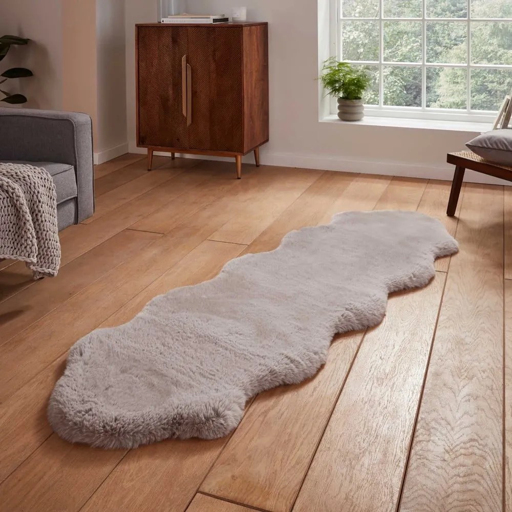 Covor tip traversă gri deschis sintetic 60x180 cm Super Teddy – Think Rugs