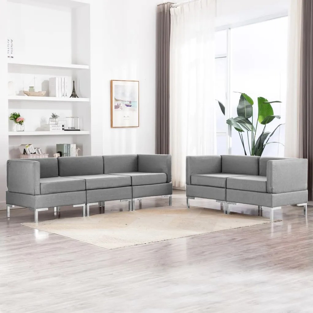 3052789 vidaXL Set de canapele, 5 piese, gri deschis, material textil
