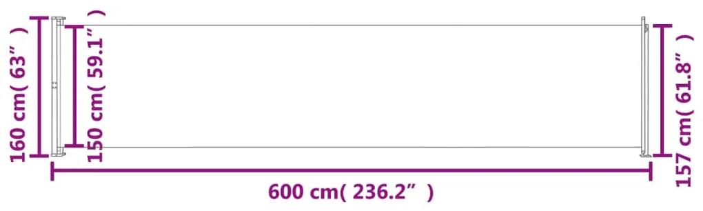 Copertina laterala retractabila de terasa, rosu, 160x600 cm Rosu, 160 x 600 cm
