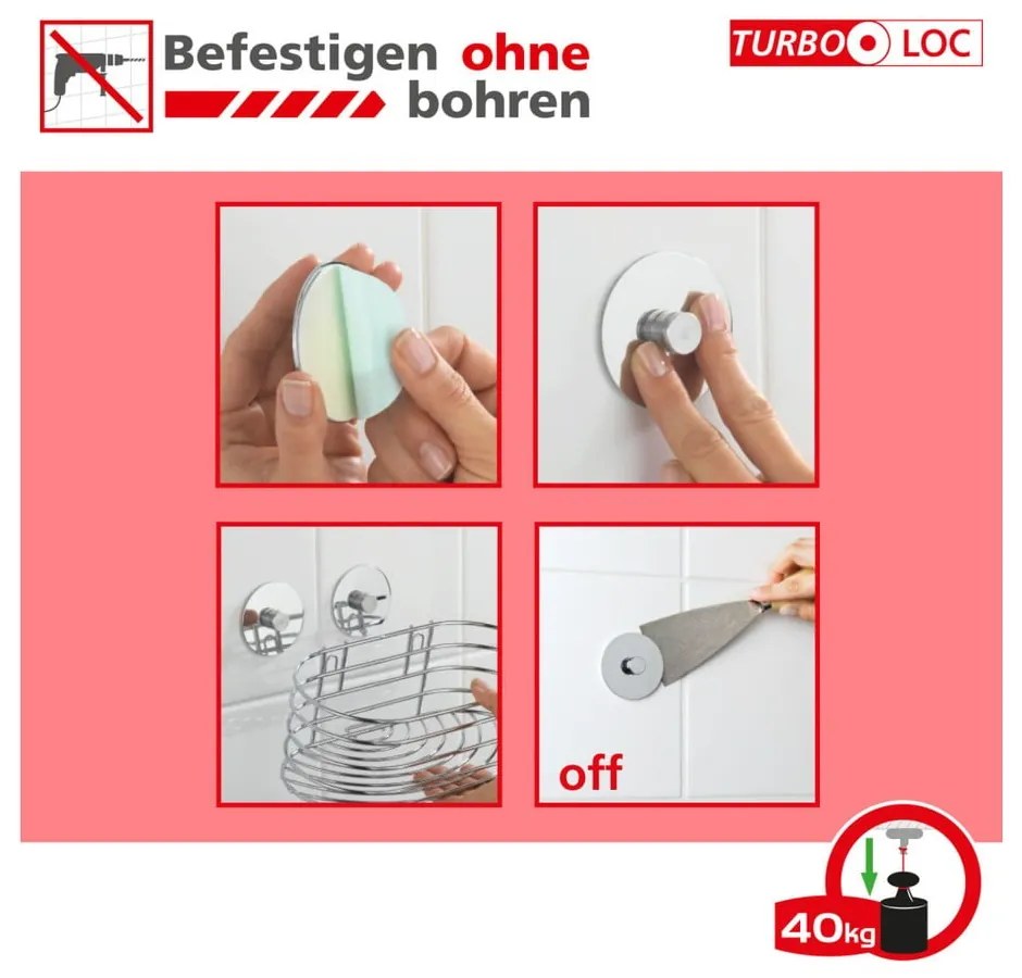 Suport dublu autoadeziv pentru prosoape Wenko Quadro