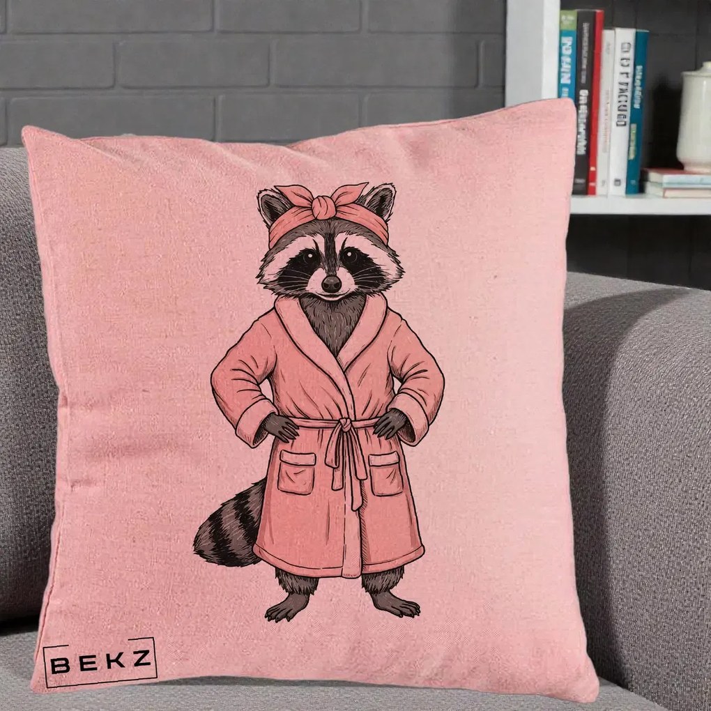 Perna Decorativa Albinuta Kawaii Vesela, 40x40 cm, Roz, Husa Detasabila, Perna Inclusa, BEKZ®