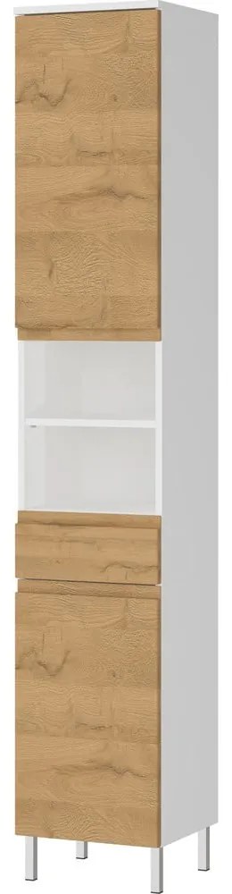 Dulap de baie înalt alb în decor stejar 34x190 cm Torrance - Germania