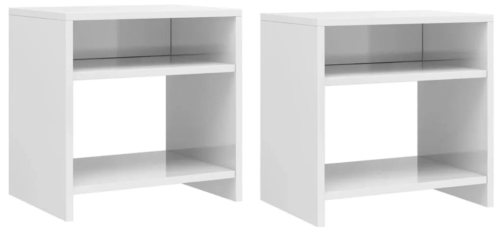 vidaXL Noptiere, 2 buc., alb extralucios, 40x30x40 cm, lemn prelucrat