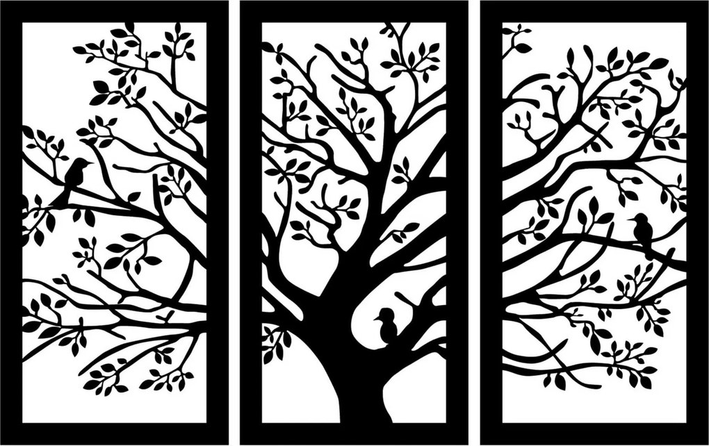 Decoratiuni perete - M124, negru, metal, 103x65 cm