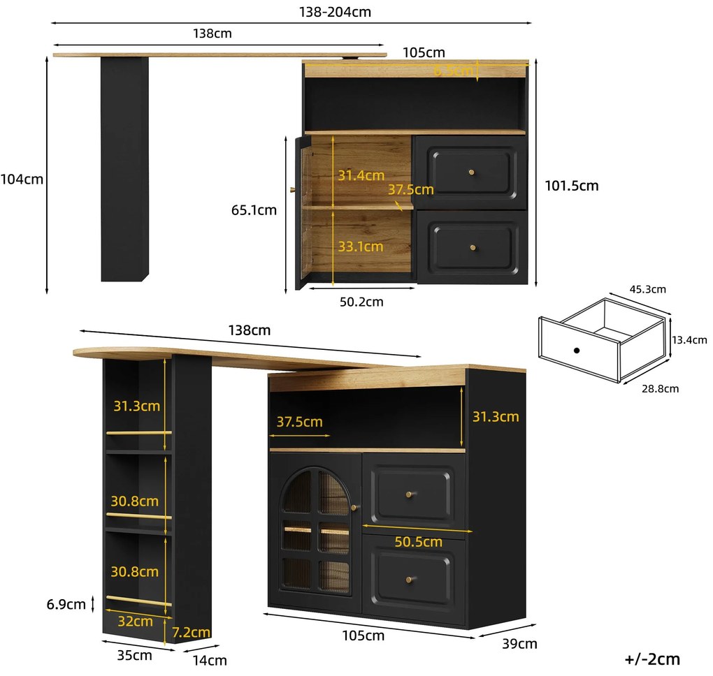 Dulap sideboard rotativ 360°, Negru | Aosom Romania