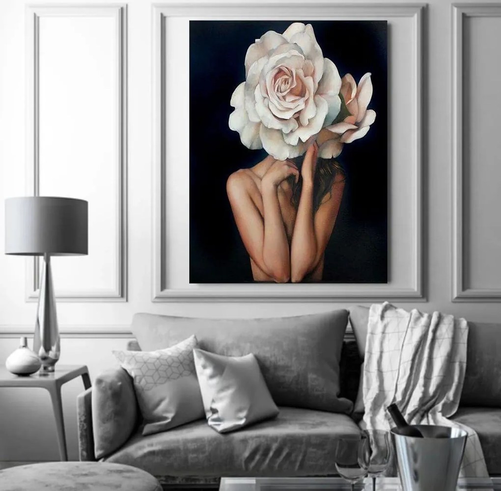 Tablou canvas Flowered Girl 90x60 cm