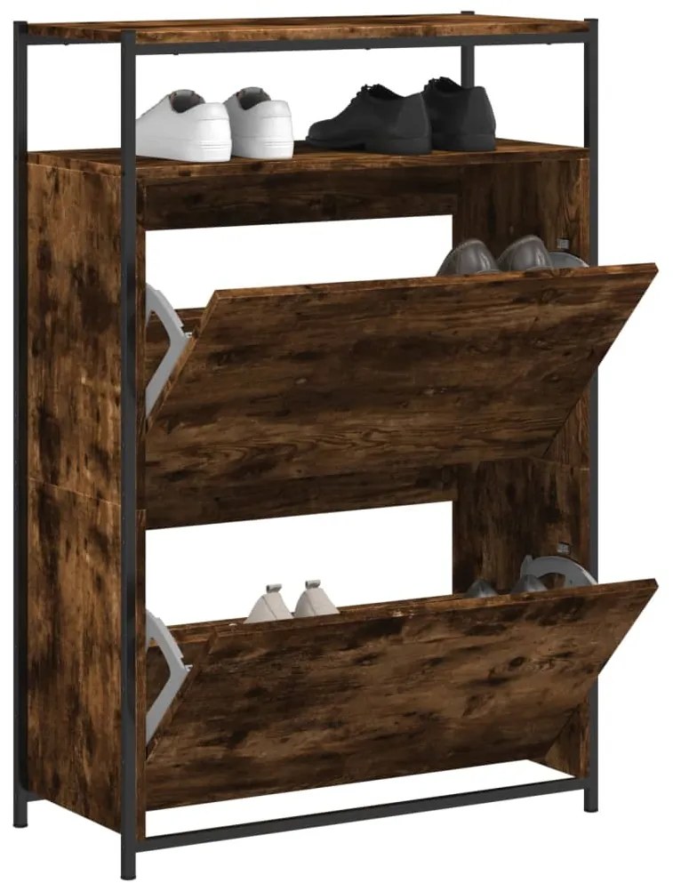 vidaXL Pantofar, stejar fumuriu, 75x34x112 cm, lemn compozit