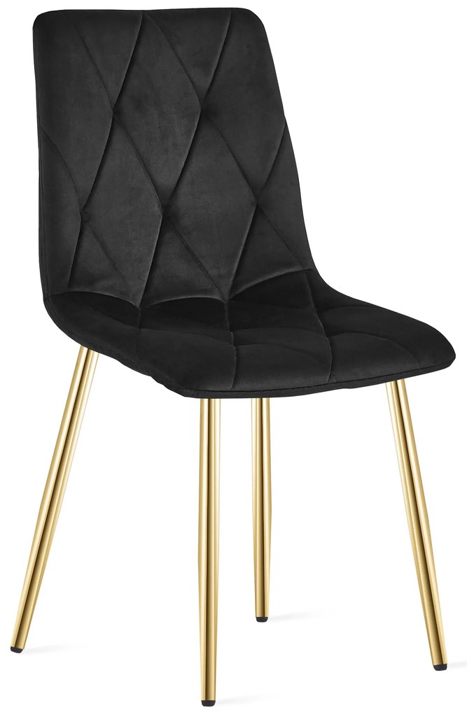 Scaun de sufragerie LIBRA din catifea neagra cu picioare aurii