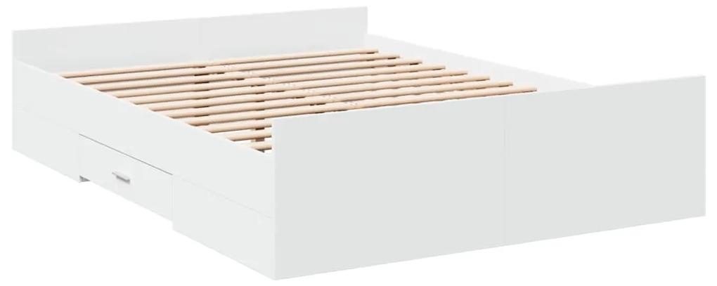 3280300 vidaXL Cadru de pat cu sertare, alb, 120x200 cm, lemn prelucrat