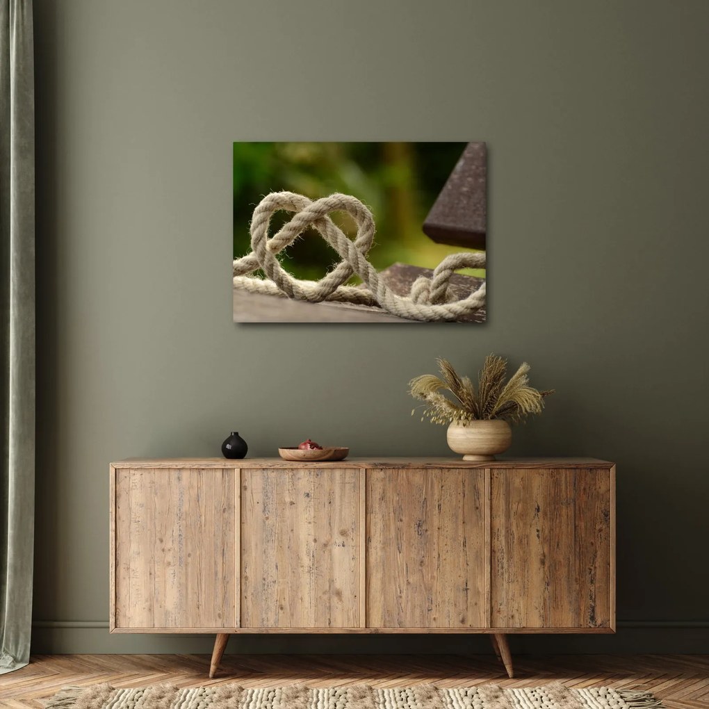 Tablou inima din frânghie (70x50 cm)