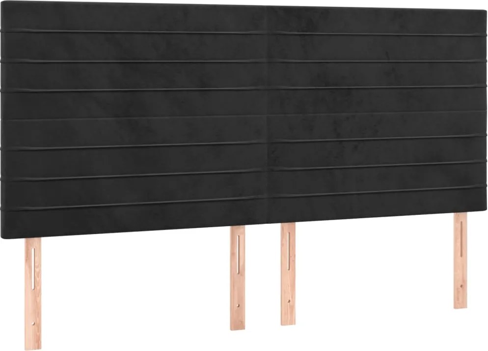 vidaXL Tăblie de pat neagră 200x5x118/128 cm catifea