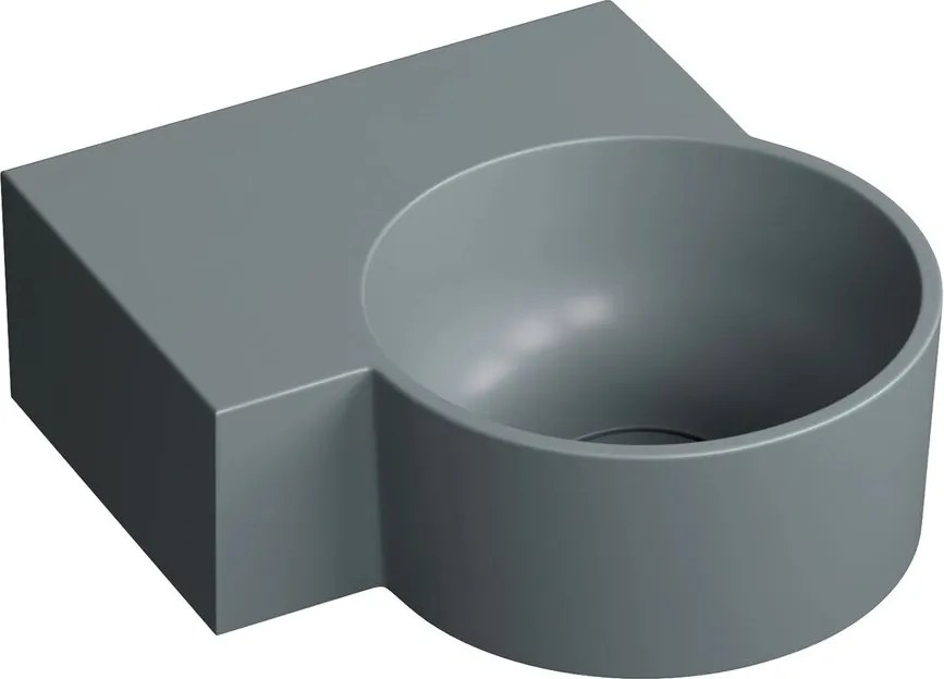 Lavoar suspendat Omnires Ovo M+ finisaj gri cenusa mat 33.5 cm stanga