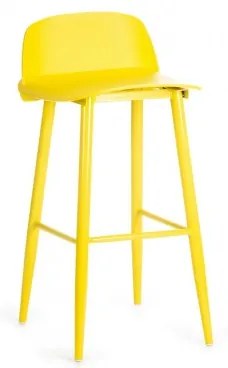 Scaun de bar din plastic, cu picioare metalice Roxie Yellow, l45xA42xH75cm