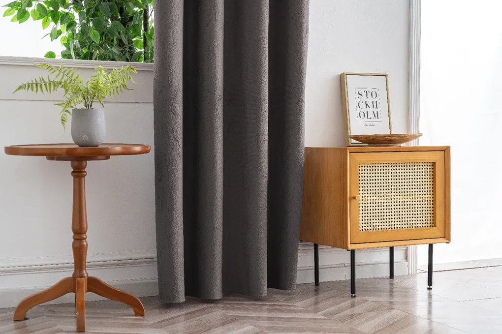 Draperie opaca DUNES VELVET 140x250 cm, gri inchis Agatat: Rejansa