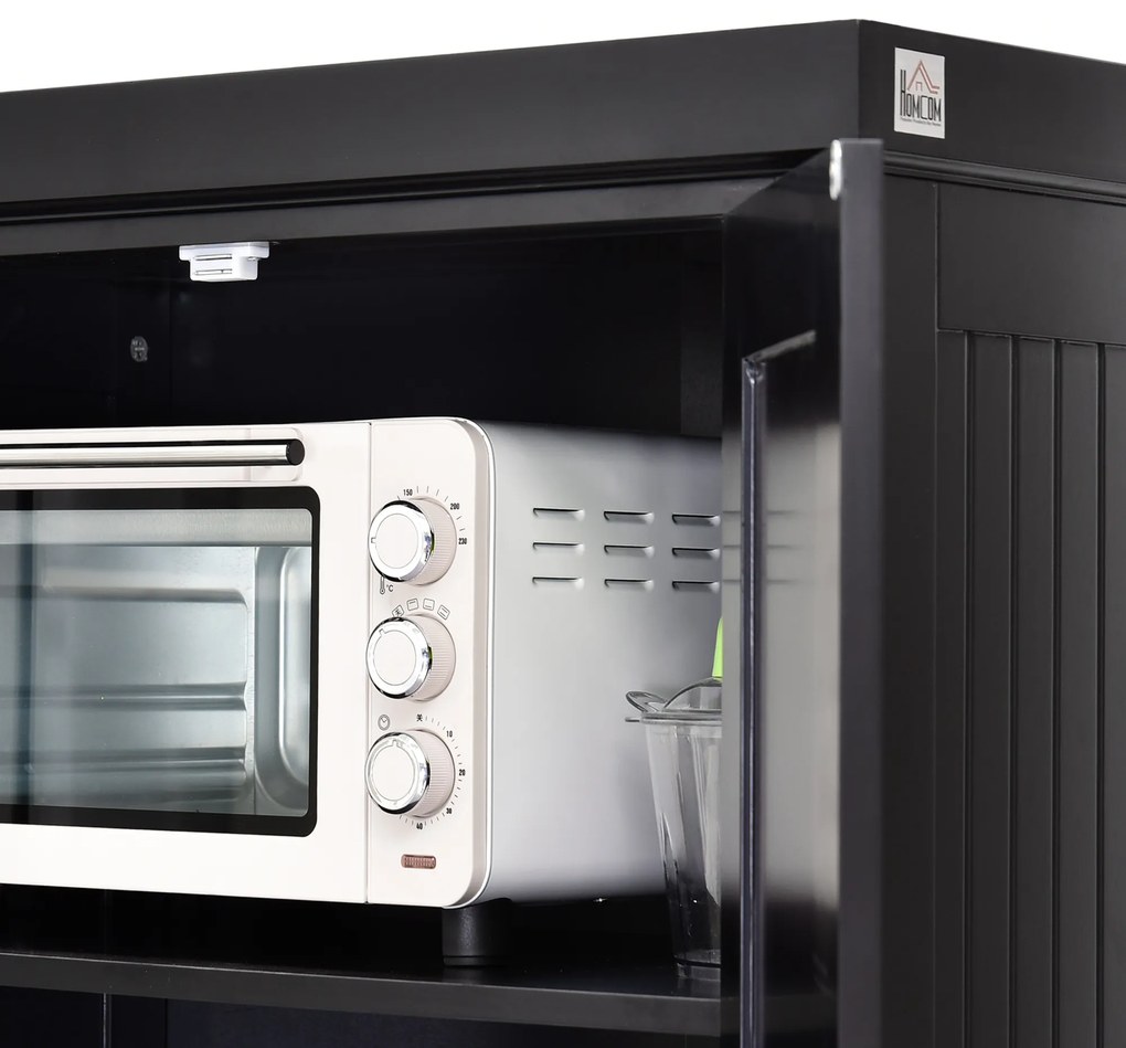 HOMCOM Armoarie de bucătărie bufet de bucătărie multi-spații de depozitare rafturi reglabile 4 uși și sertar mare 76,2 x 40,2 x 183 cm negru | Aosom Romania