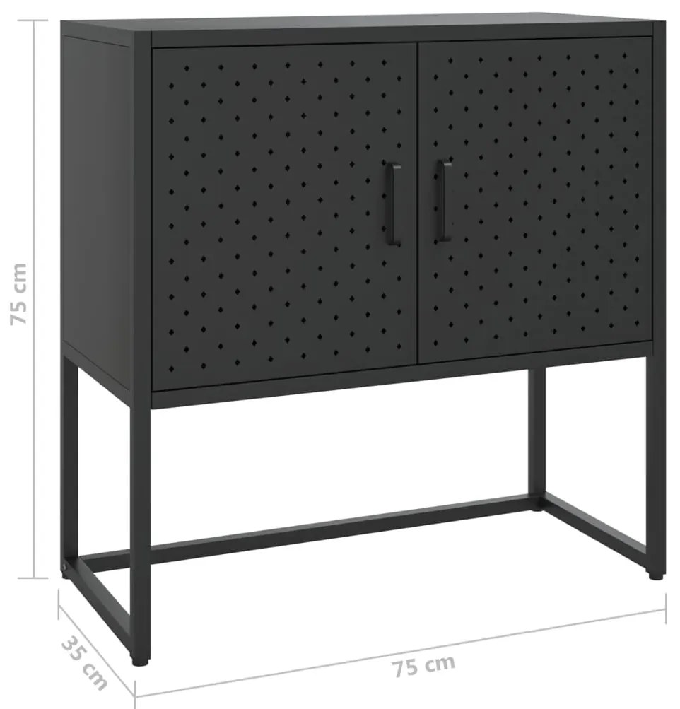 Servanta, negru, 75x35x75 cm, otel 1, Negru, 75 x 35 x 75 cm