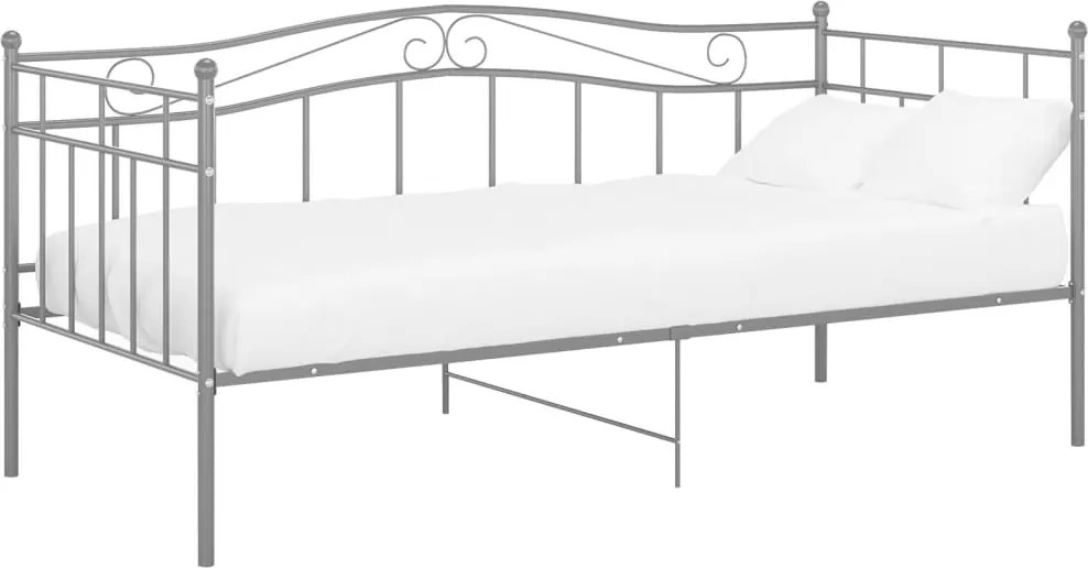 vidaXL Cadru pat canapea, gri, 90x200 cm, metal