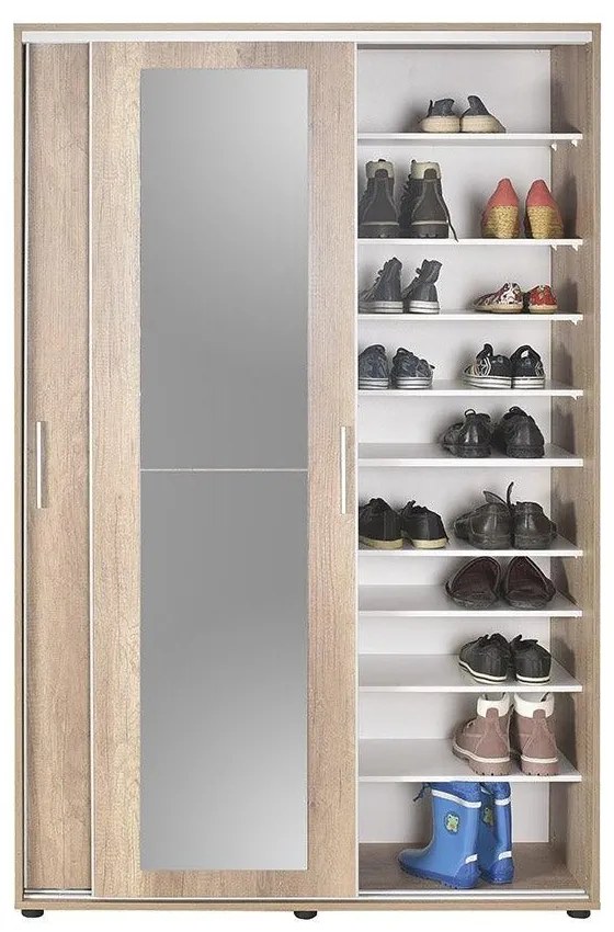 Pantofar Adore Porto cu cuier, 2 usi cu oglinda, 12 rafturi, capacitate 35 perechi incaltaminte, 120 x 212 x 40 Cm