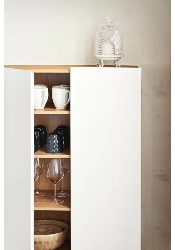 Comodă albă înaltă cu aspect de lemn de stejar 95x120 cm Arista – Teulat