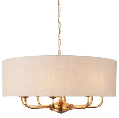 Endon 110727 - Candelabru cu lanț HIGHCLERE, 8xE14/40W/230V, bej/alamă, diam. 70 cm