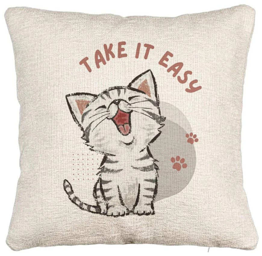 Perna Decorativa Canapea, Model Take it Easy, 40x40 cm, Cu fermoar