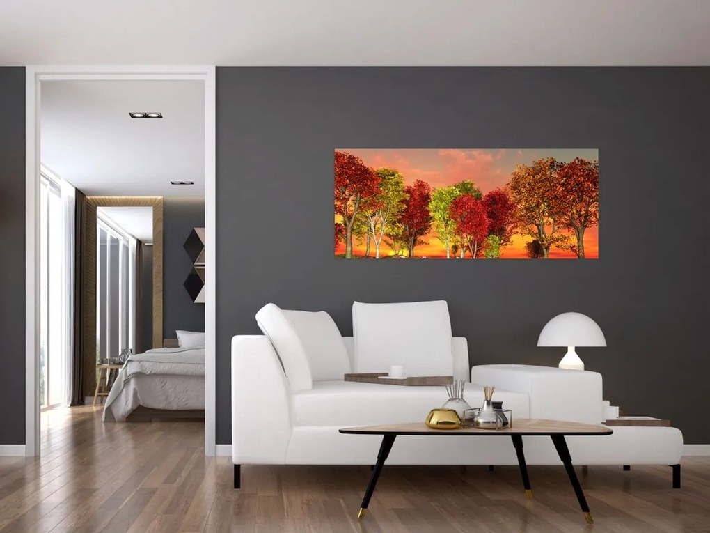 Tablou - Copaci colorate (120x50 cm)