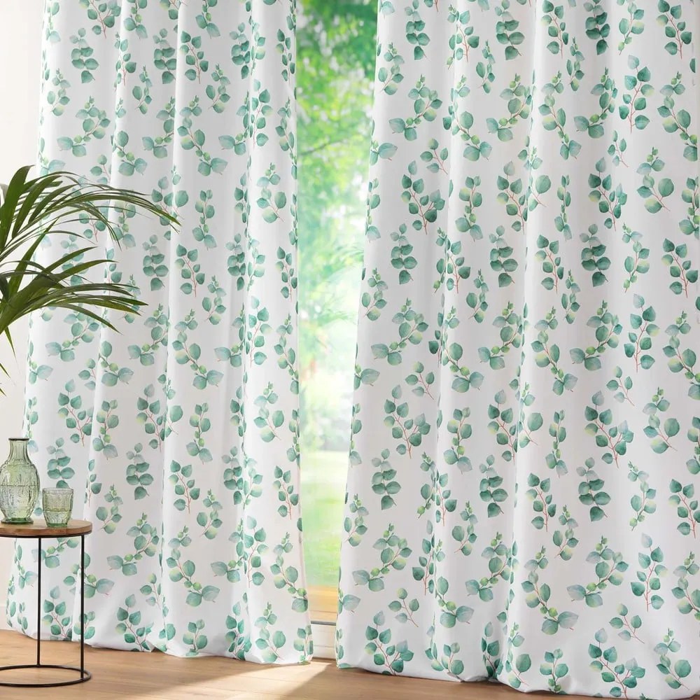 Draperie albă/verde 140x280 cm Leandre – douceur d'intérieur