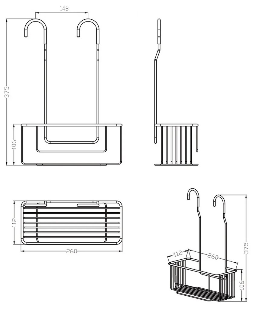 Raft de duș suspendabil AQUALINE 37006 Chrome line, argintiu