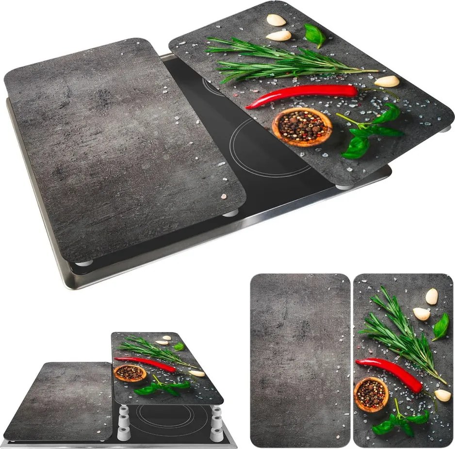 Protecții de aragaz 2 buc. din sticlă temperată 52x30 cm Rosemary - Maximex