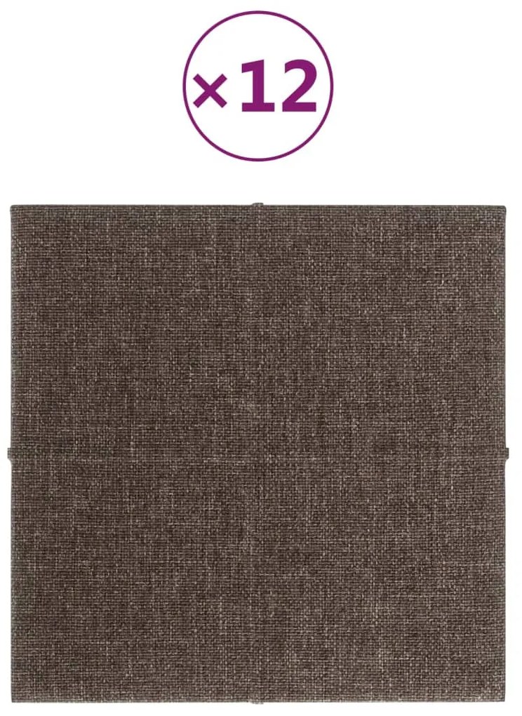 Panouri de perete 12 buc. gri taupe 30x30 cm tesatura 1,08 m   12, Gri taupe, 30 x 30 cm