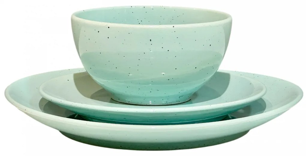 Set Farfurii 3 piese Mineral Aquamarine ( 1 Farfurie 26cm, 1 Farfurie 20cm, 1 Bol 480ml)