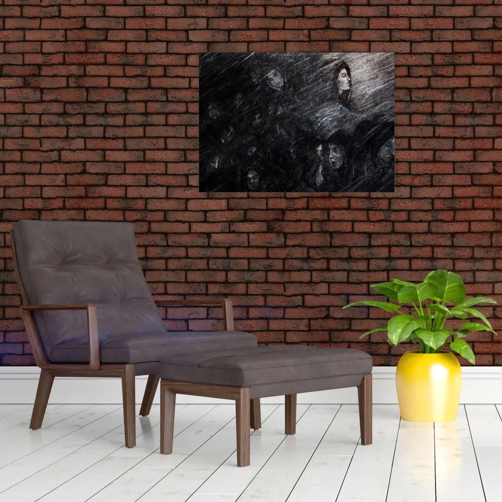Tablou pe sticlă - Tristețe și renunțare (70x50 cm)