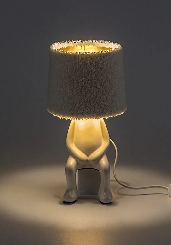 Veioza/Lampa de masa decorativa Smurfy alb/crem