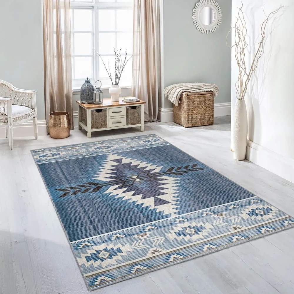 Covor albastru lavabil 160x230 cm Ethnic Geo – Mila Home