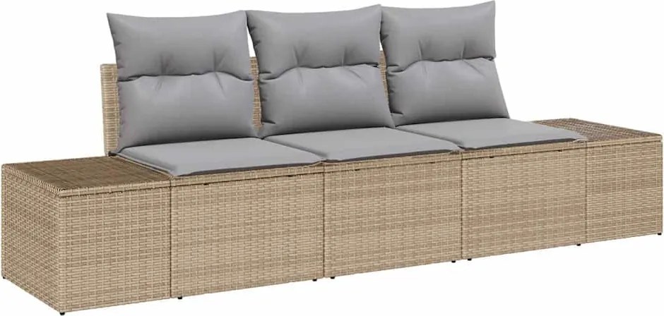 vidaXL Set de canapea cu pernă 3 pcs Bej poliratan