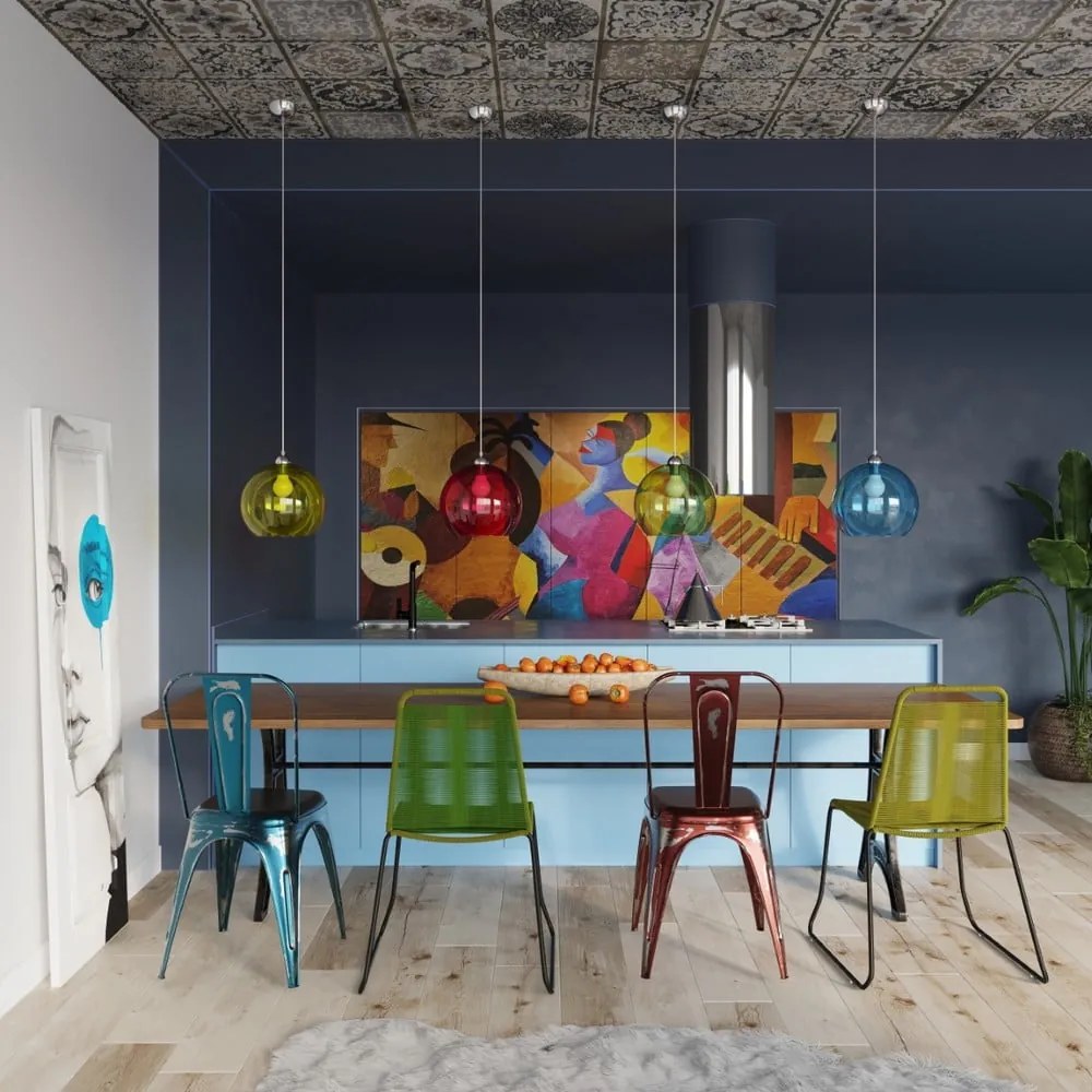 Lustră verde cu abajur din sticlă ø 30 cm Bilbao – Sollux