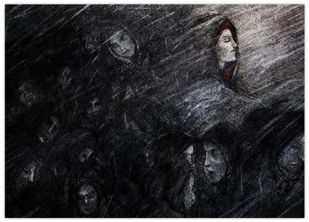 Tablou pe sticlă - Tristețe și renunțare (70x50 cm)