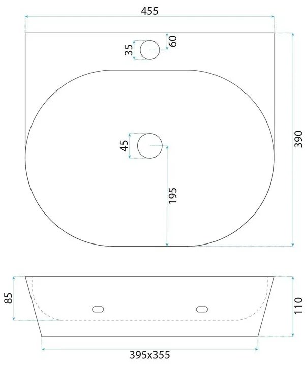 Lavoar ceramic pentru blat REA Kim 46